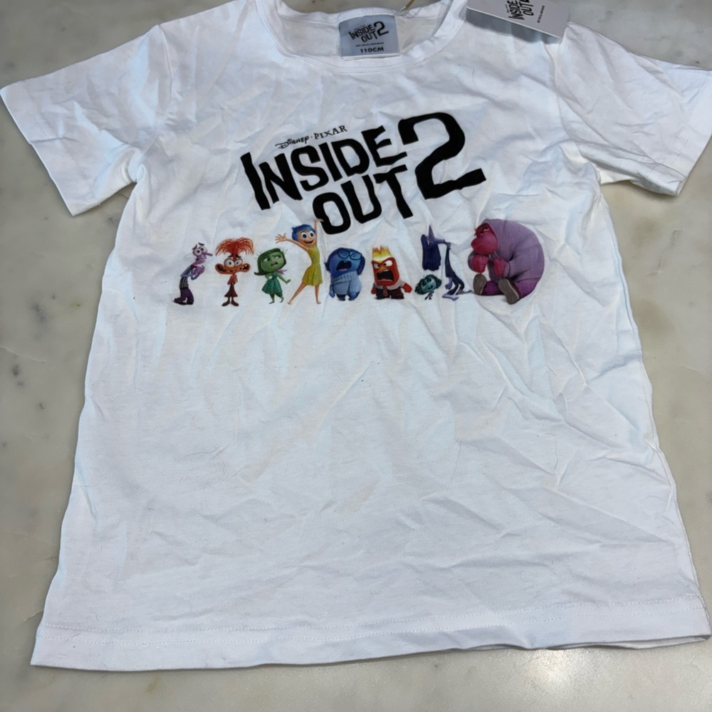 Disney White Inside Out 2 Kids Shirt